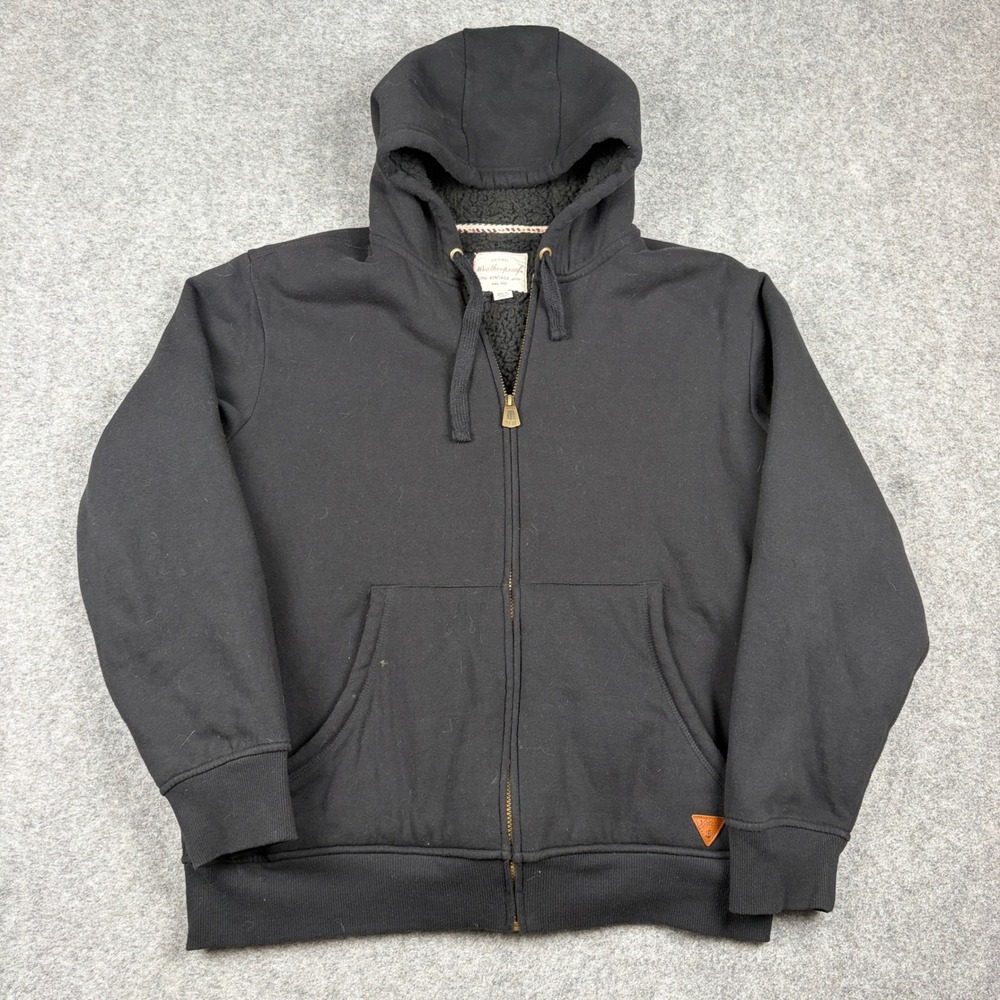 Weatherproof Vintage Full Zip Hoodie Mens XL Black Sherpa Lined Heavyweight